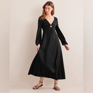 NWT Boden Keyhole Jersey Maxi Dress in Black 10R